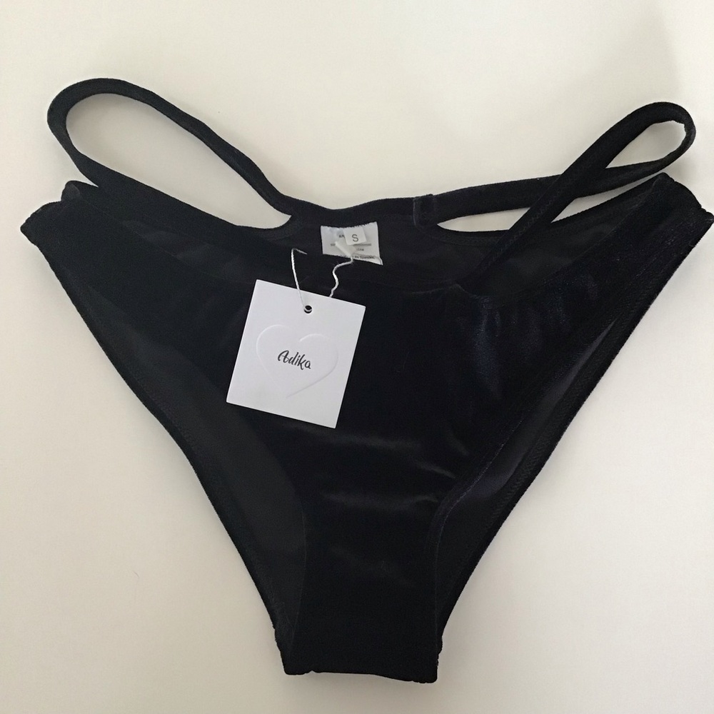 Adika Velvet Black Bikini Bottom Size S NWT‎